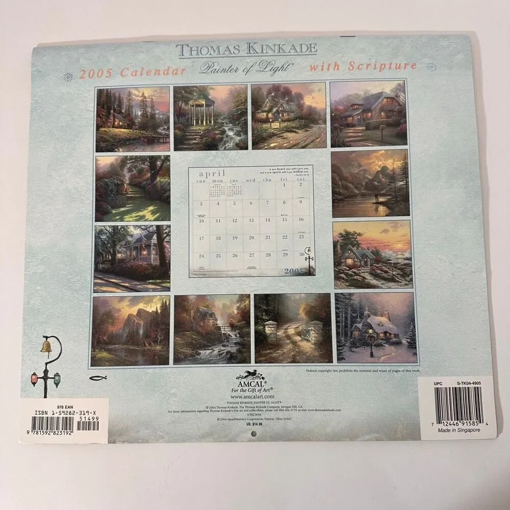 Thomas Kinkade Painter of Light Calendar with Scripture 2005 Wall Calendar